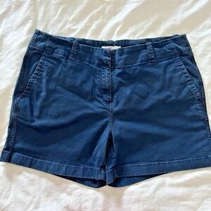 Vineyard Vines Womens Blue Chino Shorts Sz 12 Whale Logo Casual Cotton Blend
